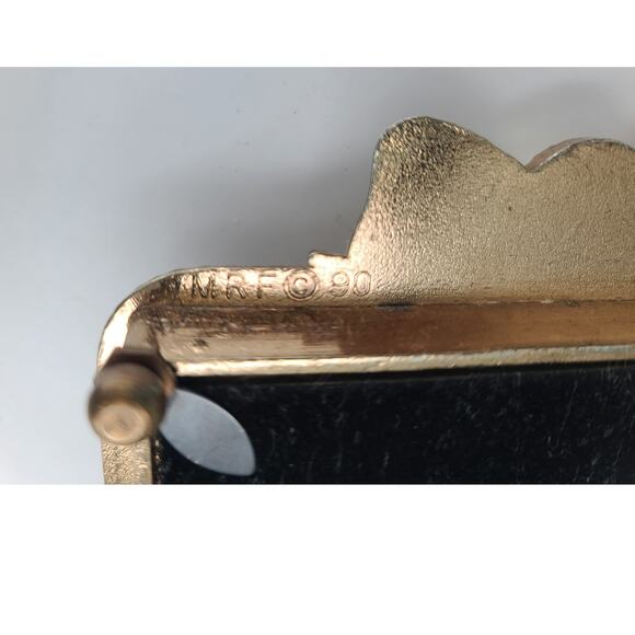 Vintage Gold Plate Metal Rectangular Bow & Pearl 12” Vanity Tray Mirror Jewelry - Picture 8 of 10